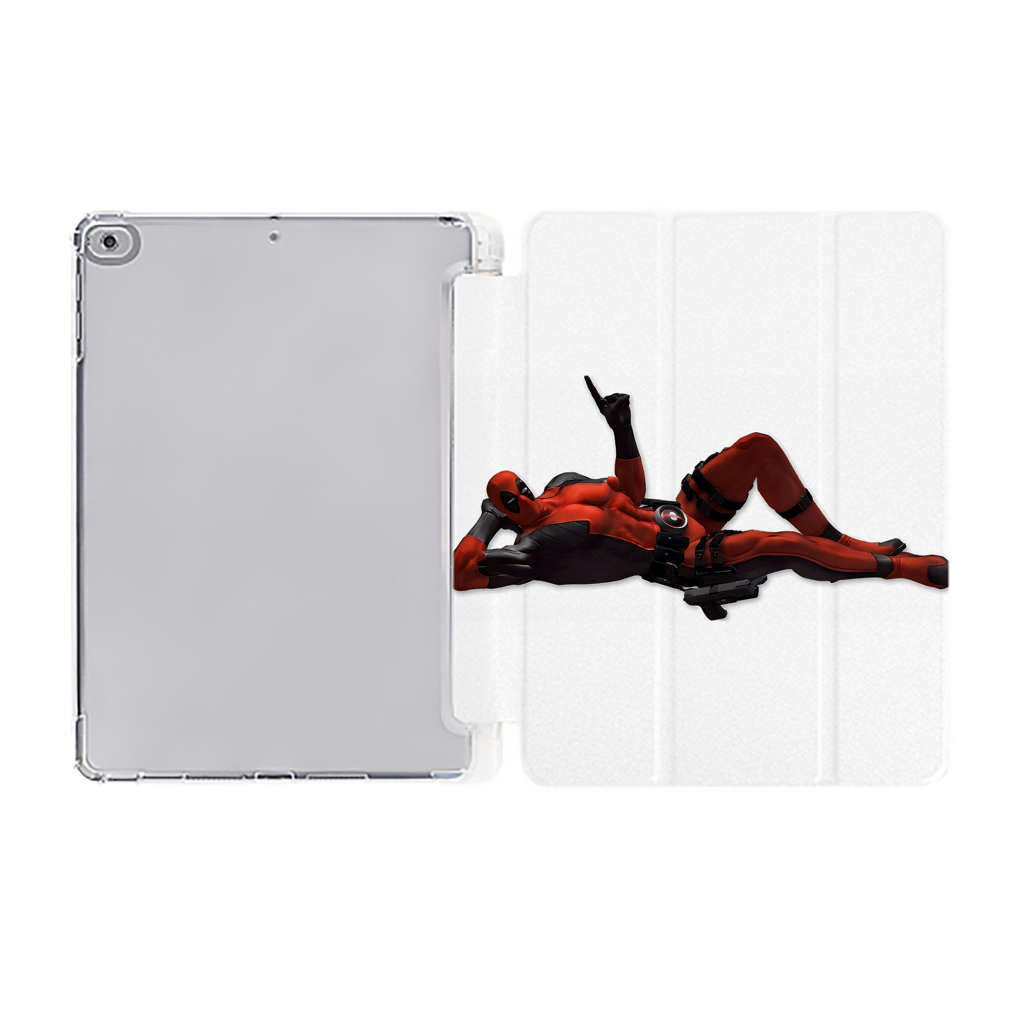 （画像用） Deadpool デッドプール IPad ケース ペン収納付き 三つ折りスタンド PUレザー×シリコン 対応機種9.5/10.5/10.9インチ